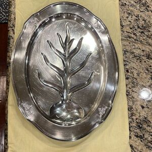 Rogers Bros. Ambassador silver plate footed roasted meat serving platter.